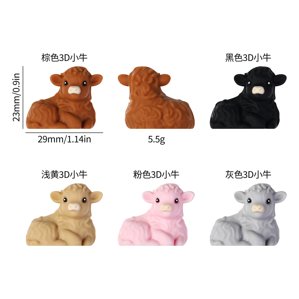 3D Lying Smiling Calf Silicone Focal Beads 20Pcs  9