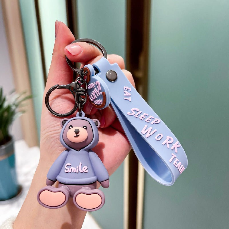 Resin Bear Keychain Cartoon Sweater Pastel Colors Smile 3