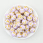 15mm Floral Printed Round Silicone Beads Detailed Design 50pcs - Gear Flower