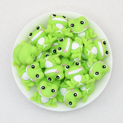3D Smiling Frog Silicone Focal Beads 20 pcs 2