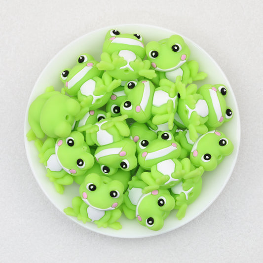 3D Smiling Frog Silicone Focal Beads 20 pcs 2
