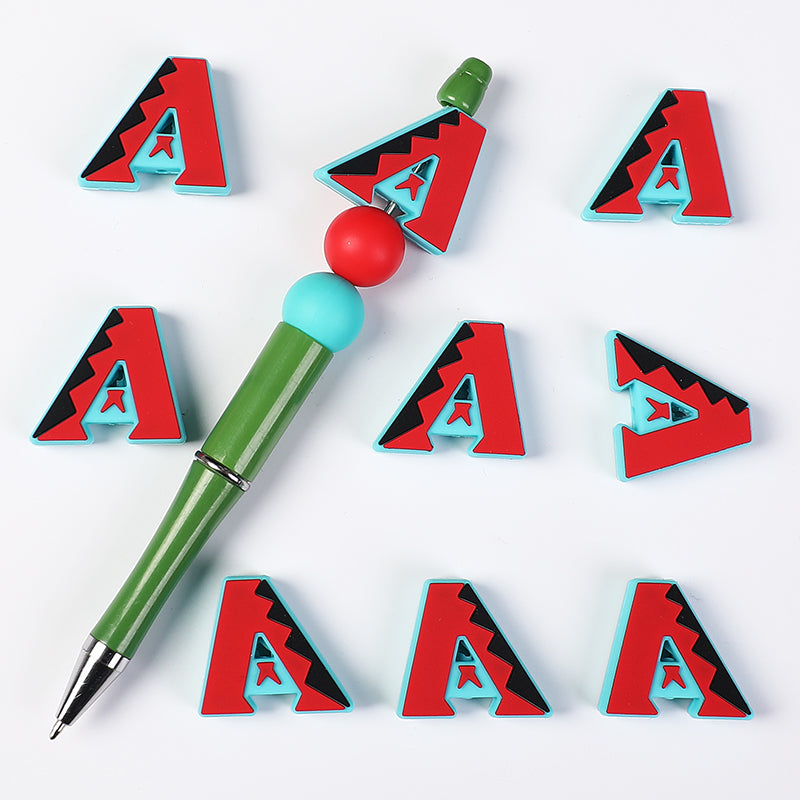 Silicone Focal Beads MLB Diamondbacks Red Letter A Cutout Star 20pcs 3