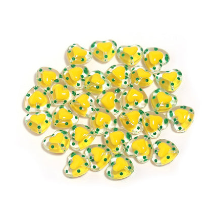 Dot Heart Acrylic Beads 12mm Colorful Centers 5pcs 13