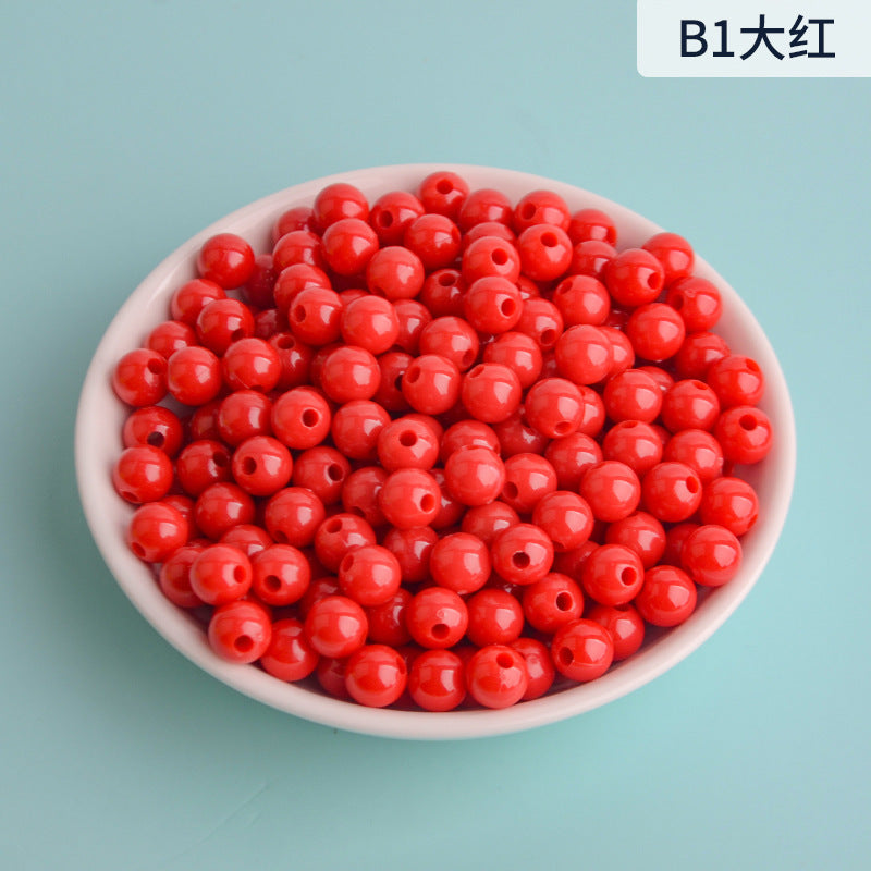 Solid Color Round Acrylic Beads 8mm 100g 6