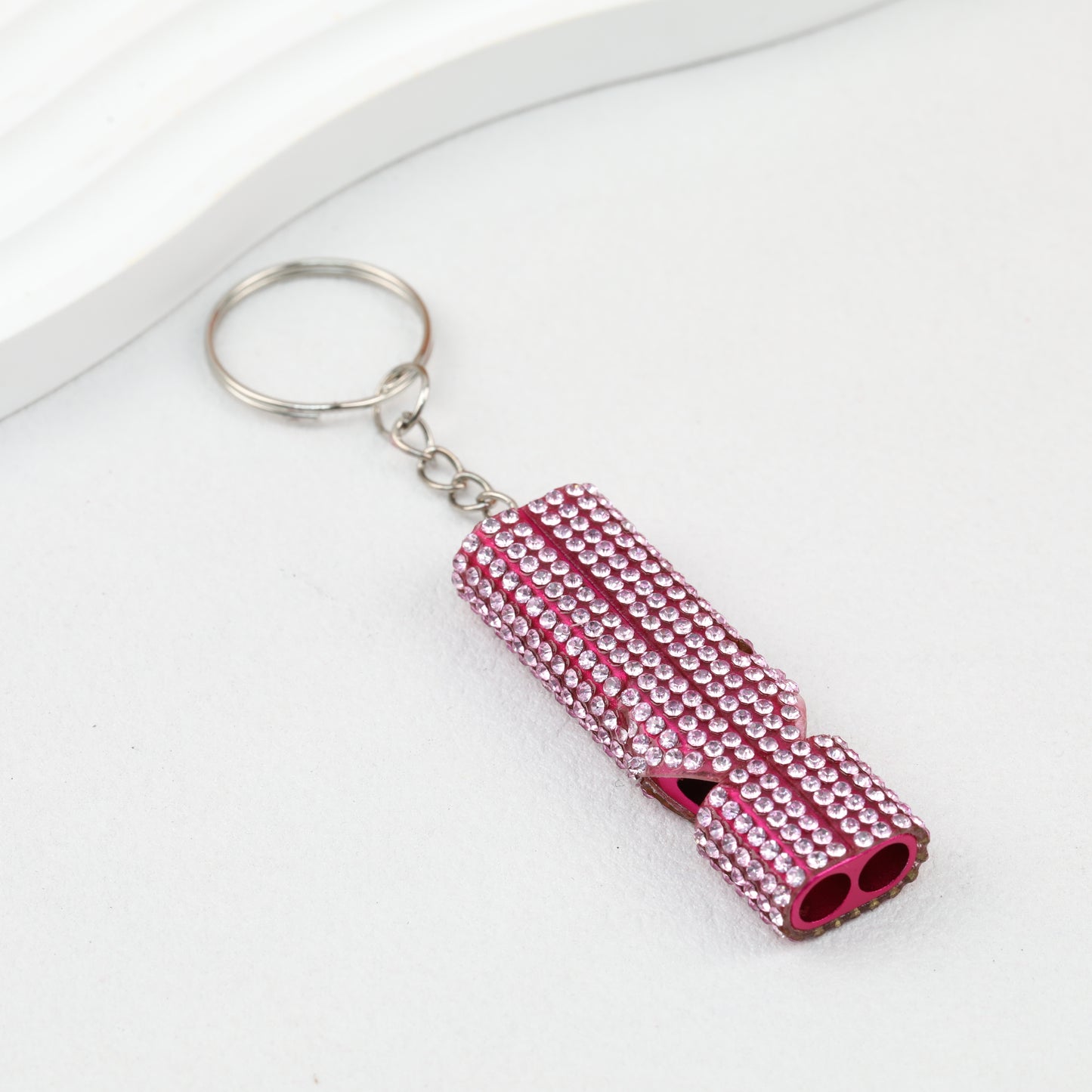 Rhinestone Whistle Keychain Self Defense Colorful Compact