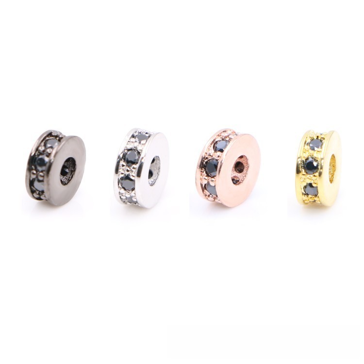 Copper Round Spacer Beads 8mm Inlaid Zircon 10pcs 3