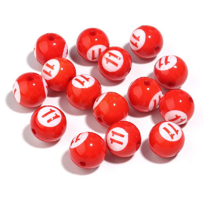 Colored Billiard Ball Round Acrylic Beads 16mm Glossy 10pcs 16