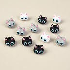  3D Large Eye Cat Heads Silicone Focal Beads 20Pcs 3
