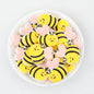 Cute Yellow and Pink Bee Silicone Focal Beads 20 pcs 3
