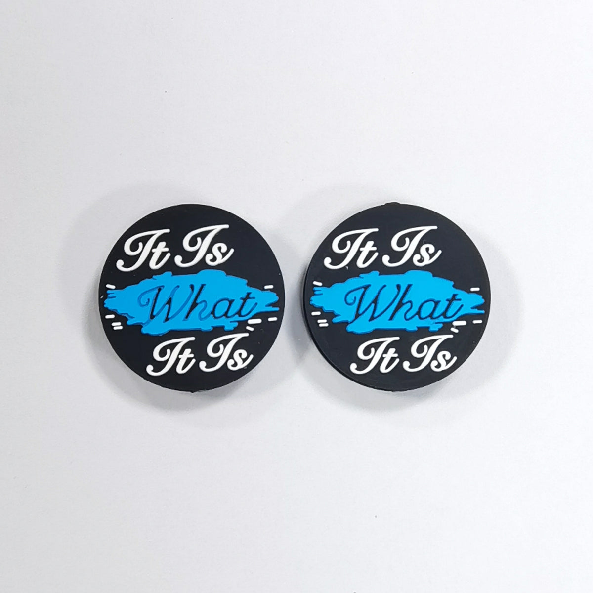 Silicone Focal Beads What Is Blue Circle Badge Text 20pcs