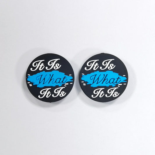 Silicone Focal Beads What Is Blue Circle Badge Text 20pcs