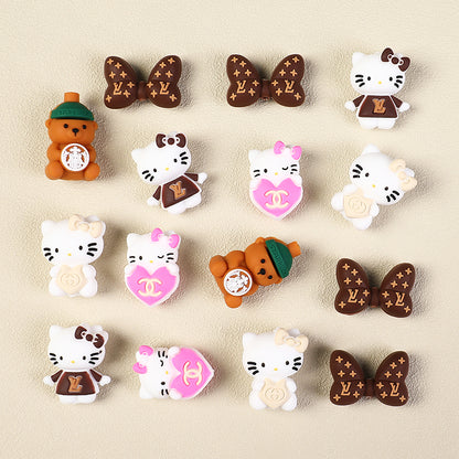 3D Designer Style Silicone Focal Beads Cat Bear Heart Shapes 20pcs 3