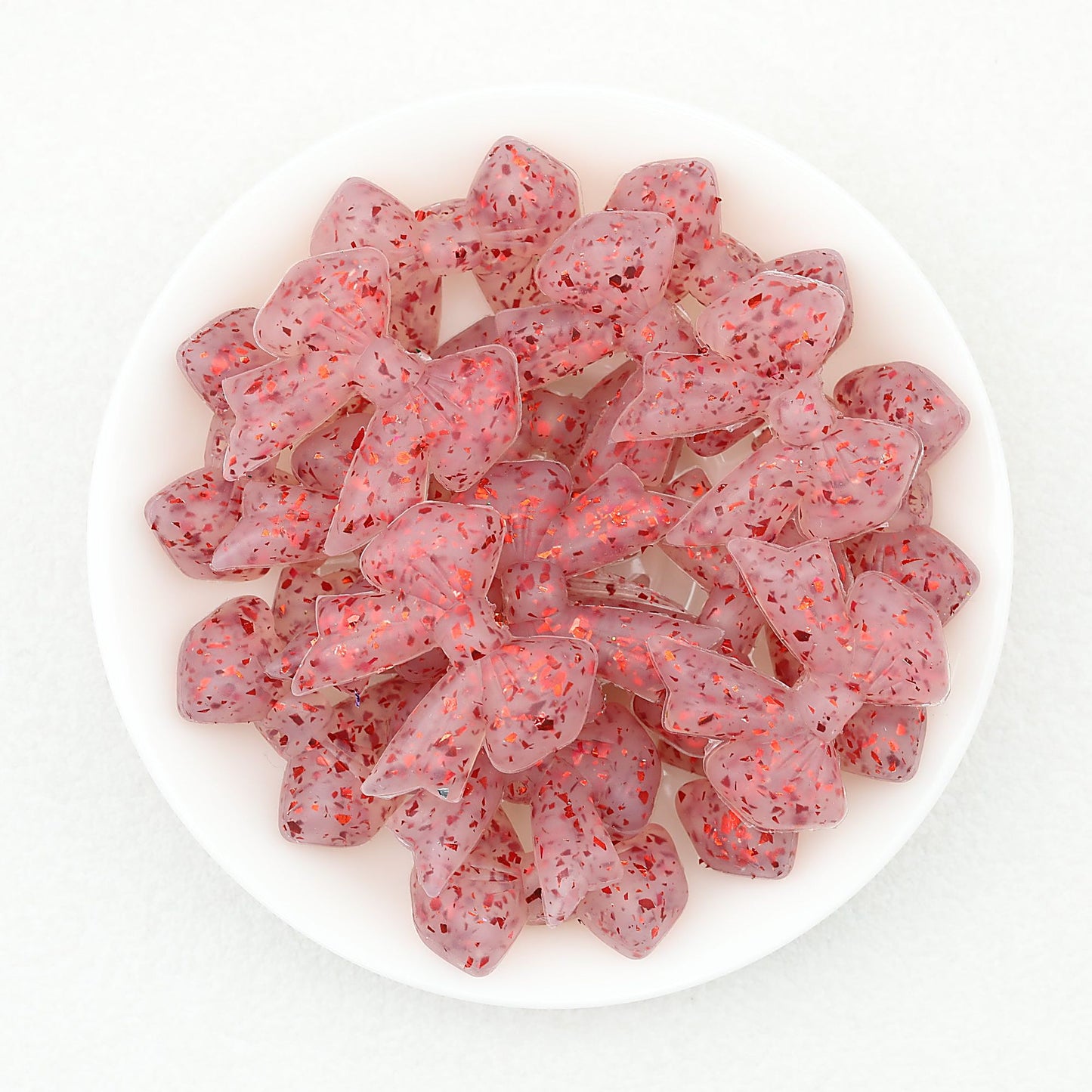 Sparkling Bow Shaped Silicone Focal Beads Glitter Effect 20pcs - Color 6