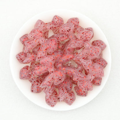 Sparkling Bow Shaped Silicone Focal Beads Glitter Effect 20pcs - Color 6