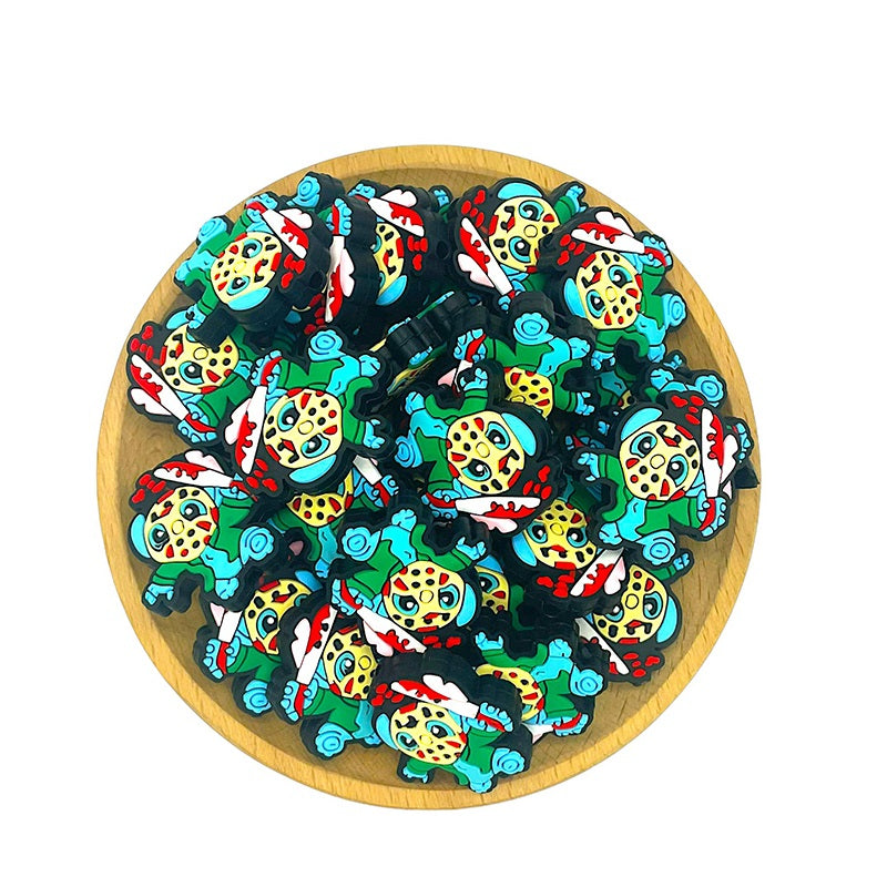 Silicone Focal Beads Halloween Costume Masked Character Bloody Weapon 20pcs 2