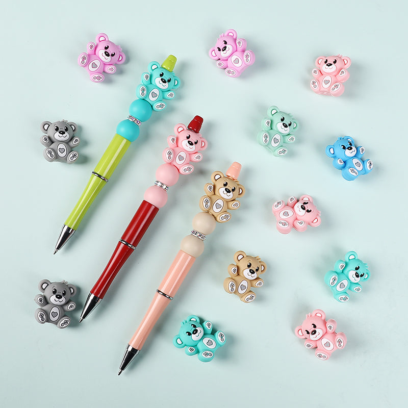 Silicone 3D Focal Beads Hug Bear Outstretched Arms 20pcs 8