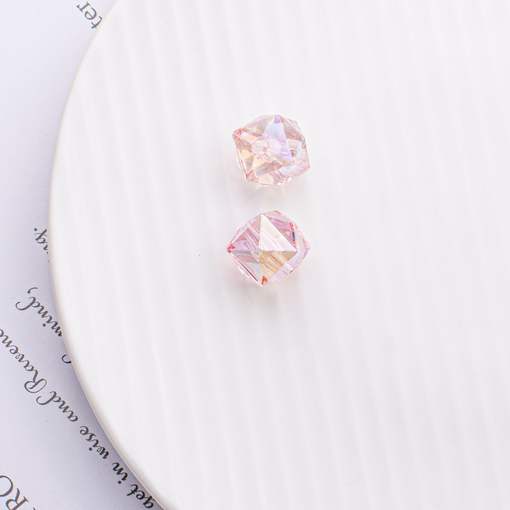 Translucent Angular Faceted Square Acrylic Beads 14mm Pastel Rainbow 100pcs 3
