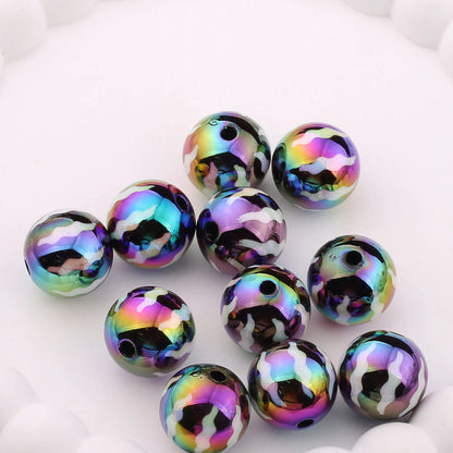 UV Plating Round Acrylic Beads 16mm Watermelon Stripe Printed 20pcs 11