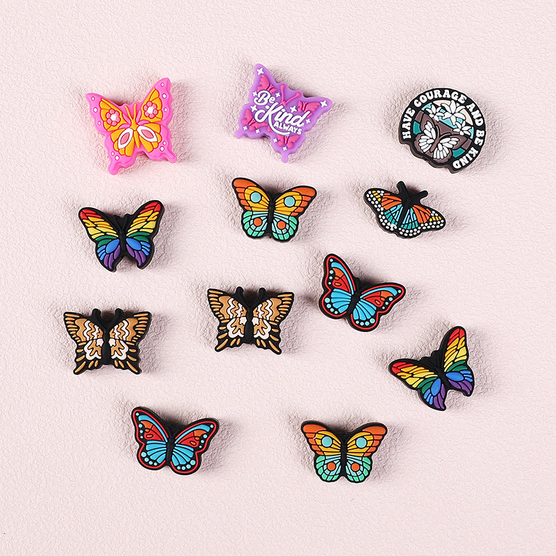 Silicone Focal Beads Butterfly Be Kind Always Purple Phrase Detail 6