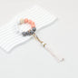 Tassel Wooden Beaded Keychain with PU Leather Tassel 23x10cm - white