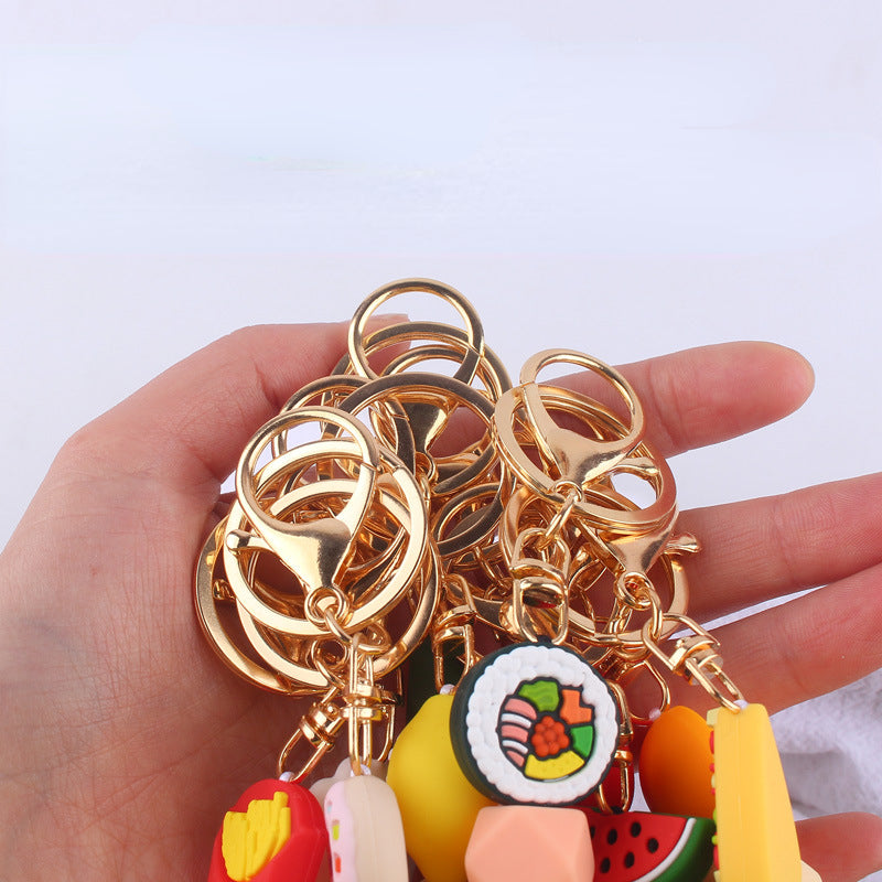 Cartoon Fruit Silicone Bead Keychain Fun Vibrant Colors 3