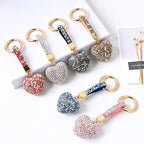 Diamond Encrusted Crystal Heart Keychain Alloy Multiple Colors