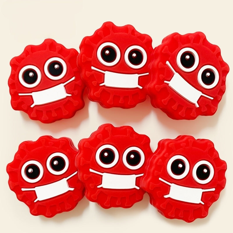 Silicone Focal Beads Bacterial Virus Red Masked Face 20pcs
