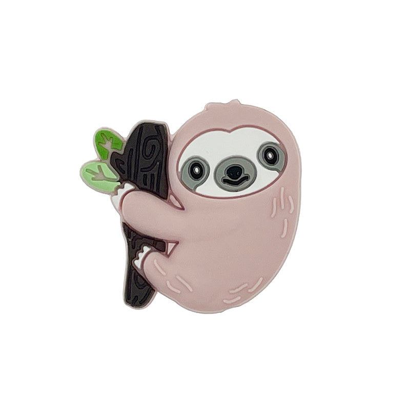 Silicone Focal Beads Sloth Hugging Leafy Tree Pastel Colors 20pcs 4