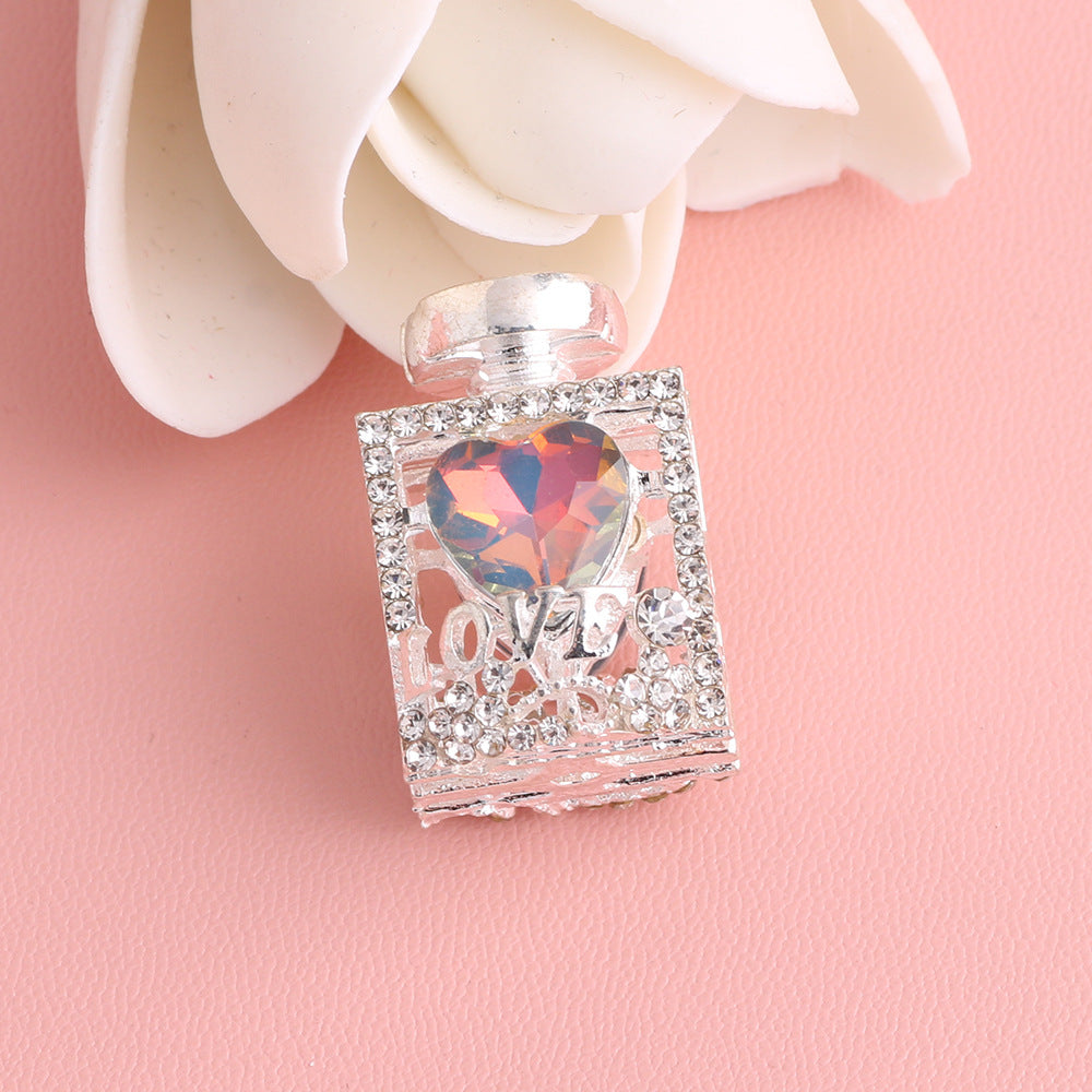 Fancy Alloy Perfume Bottle Charm Beads with Heart and Rhinestones 2pcs 22