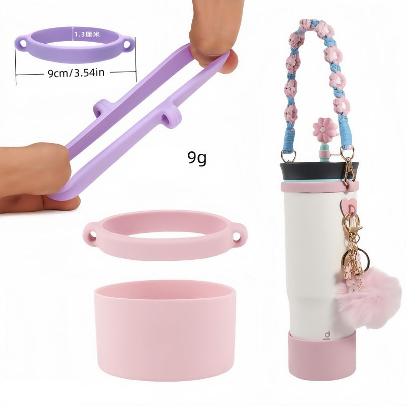 Beadable Silicone Tumbler Chain Holders Flexible Colorful PU Leather 10pcs 2