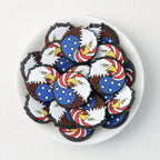 US Independence Day Eagle Head Round Silicone Focal Beads 20pcs