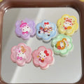 Flower Acrylic Beads 25mm Hello Kitty Pattern Pastel Colors 10pcs