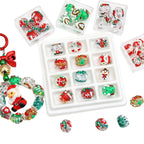 Hand Drawn Christmas Glass Beads 14mmx16mm Holiday Focal Beads