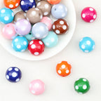 Polka Dot Bubblegum Beads Acrylic Round Colorful 20mm 10pcs