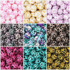 15mm Cow PPrinted Round Silicone Beads Colorful Spots 50pcs