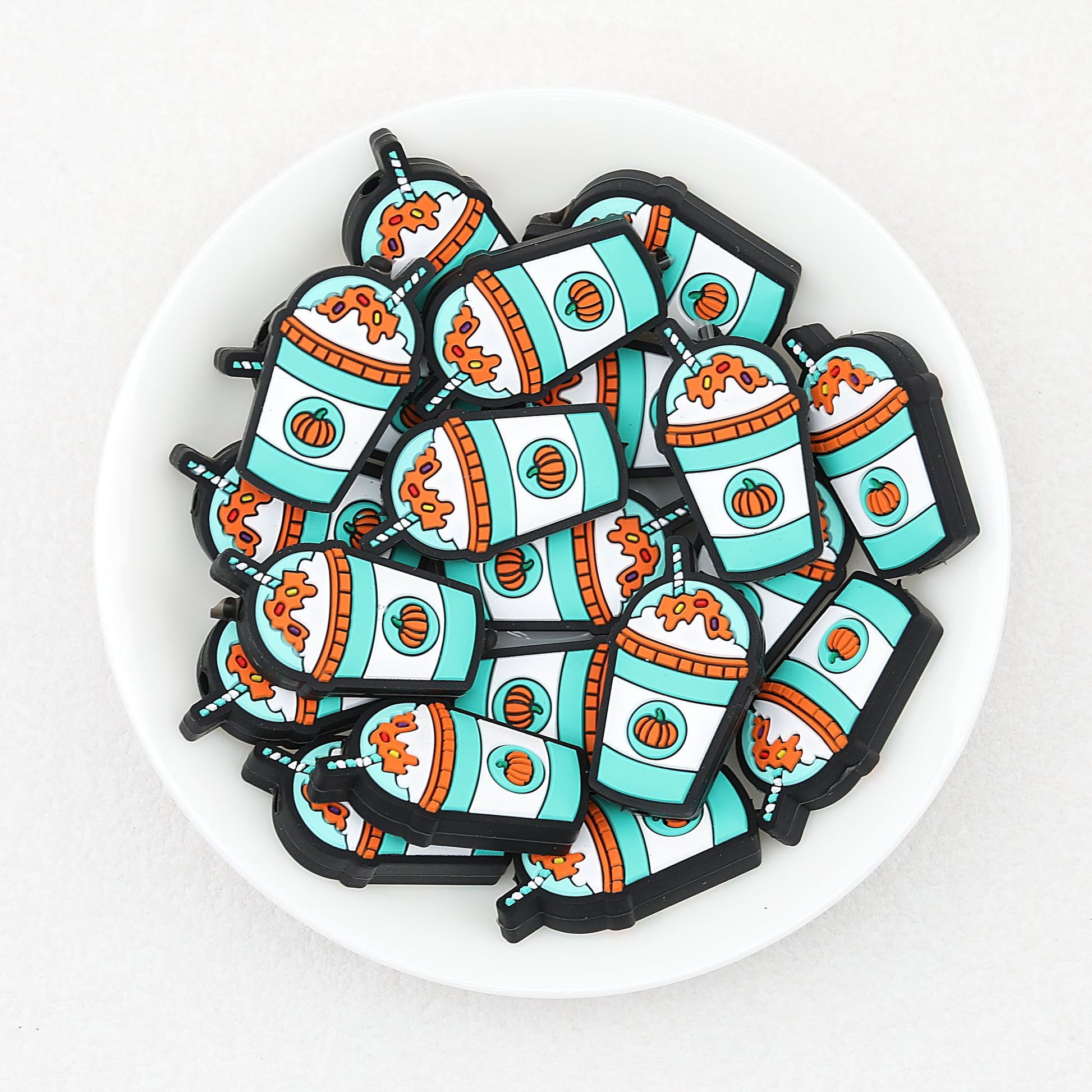 Halloween Pumpkin Drink Silicone Focal Beads 20pcs - Drink