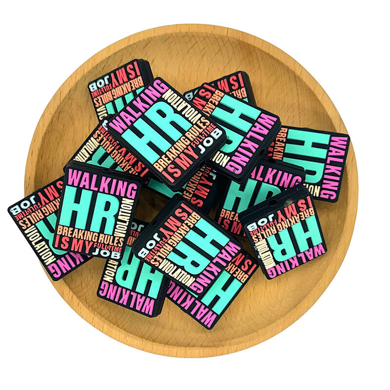 Silicone Focal Beads HR Colorful Raised Lettering Layout 2