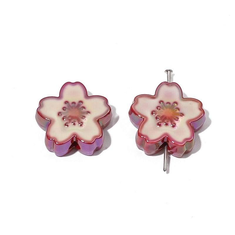 Ombre Sakura Flower Acrylic Beads 20mm Assorted Colors 4pcs 17