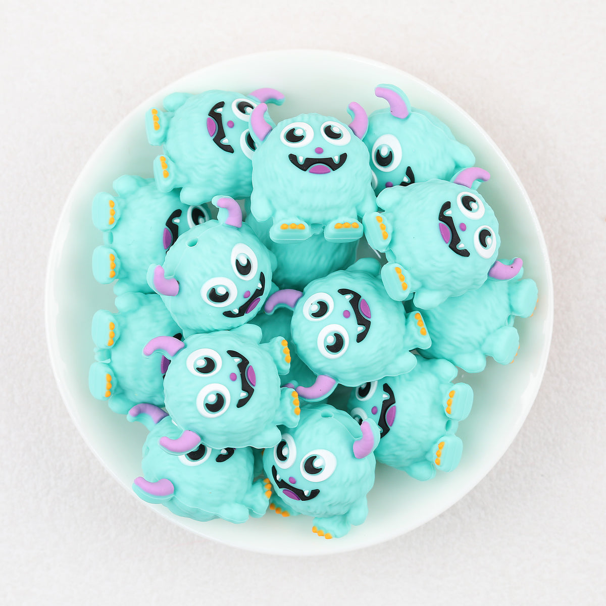  3D Cute Horned Monster Silicone Focal Beads 20Pcs 4