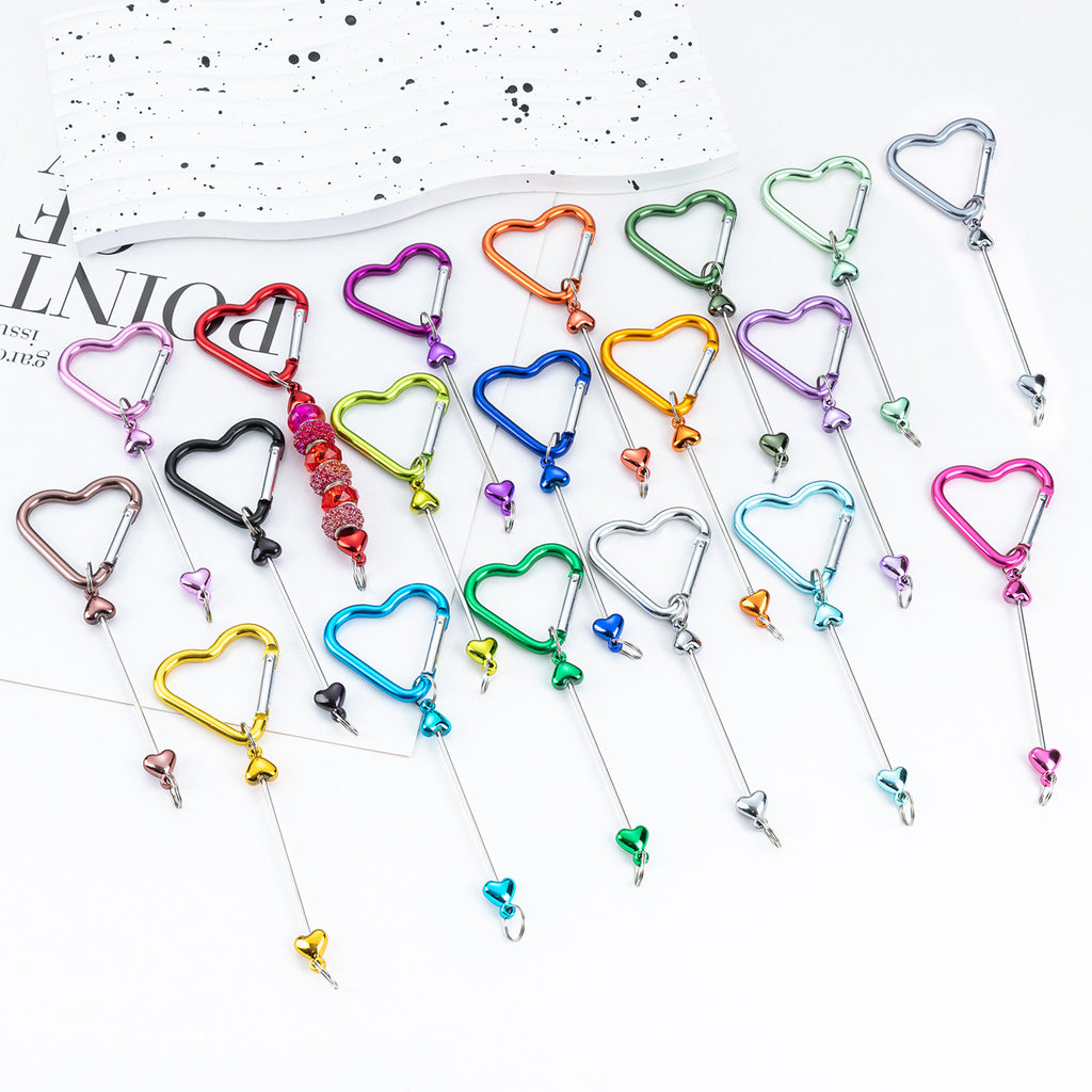 Beadable Metal Carabiners Heart-shaped With Bars