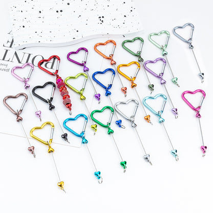 Beadable Metal Carabiners Heart-shaped With Bars