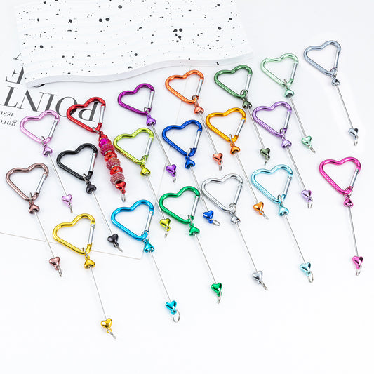 Beadable Metal Carabiners Heart-shaped With Bars