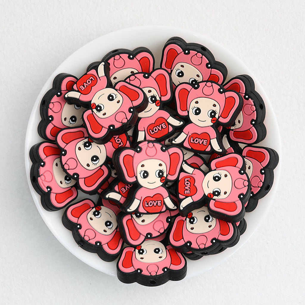 Colorful Animal Character Silicone Focal Beads 20pcs