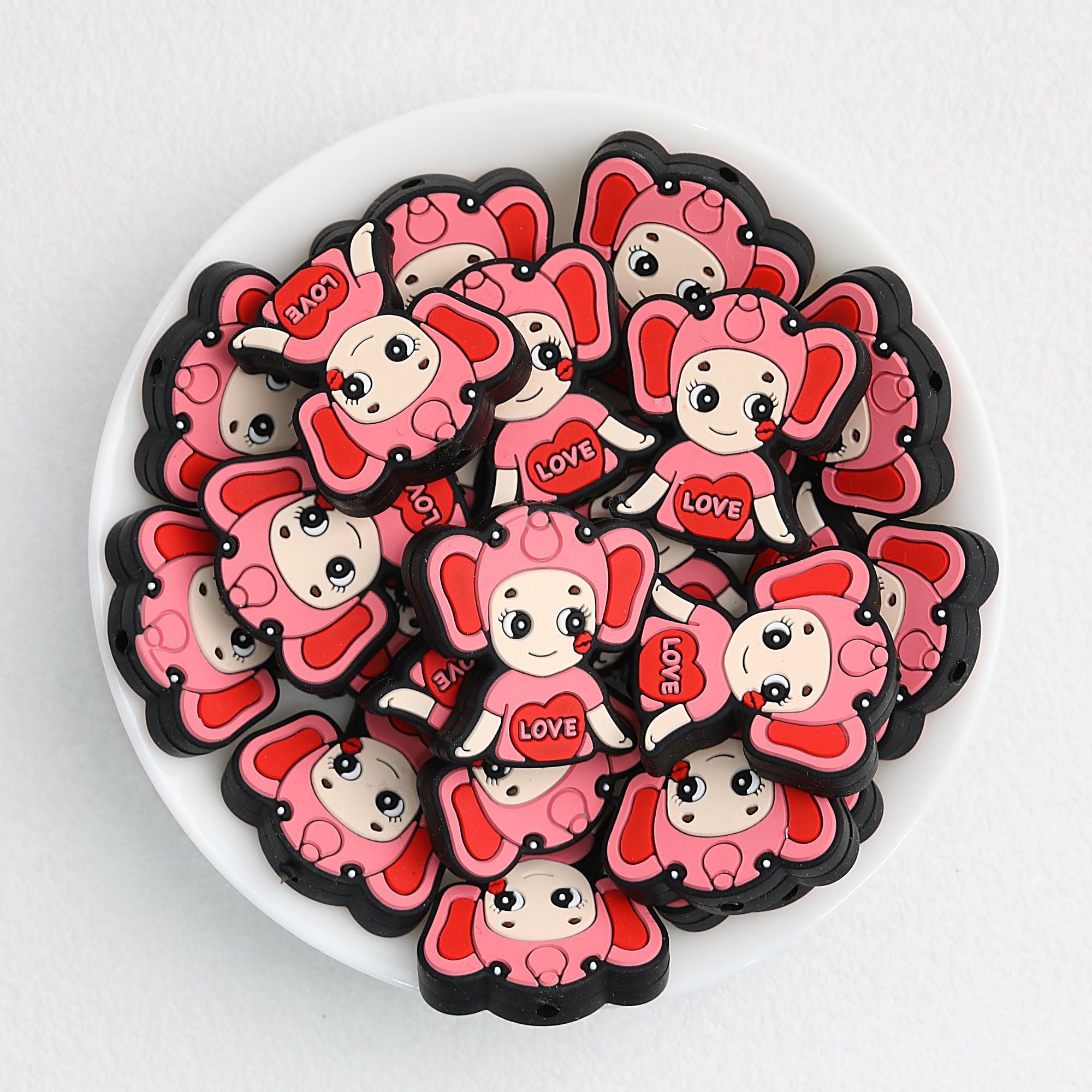 Colorful Animal Character Silicone Focal Beads 20pcs