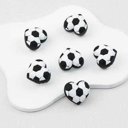 3D Black and White Soccer Ball Silicone Focal Beads 20pcs