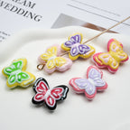 Hand Painted Butterfly Acrylic Beads 35mm Cream Double Color 6pcs