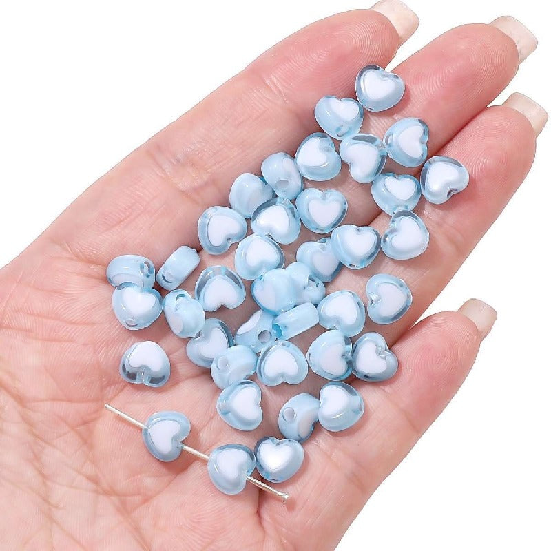Makaron Heart Acrylic Beads 8x7mm Two Tone Translucent 60pcs 16
