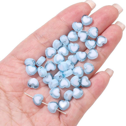 Makaron Heart Acrylic Beads 8x7mm Two Tone Translucent 60pcs 16