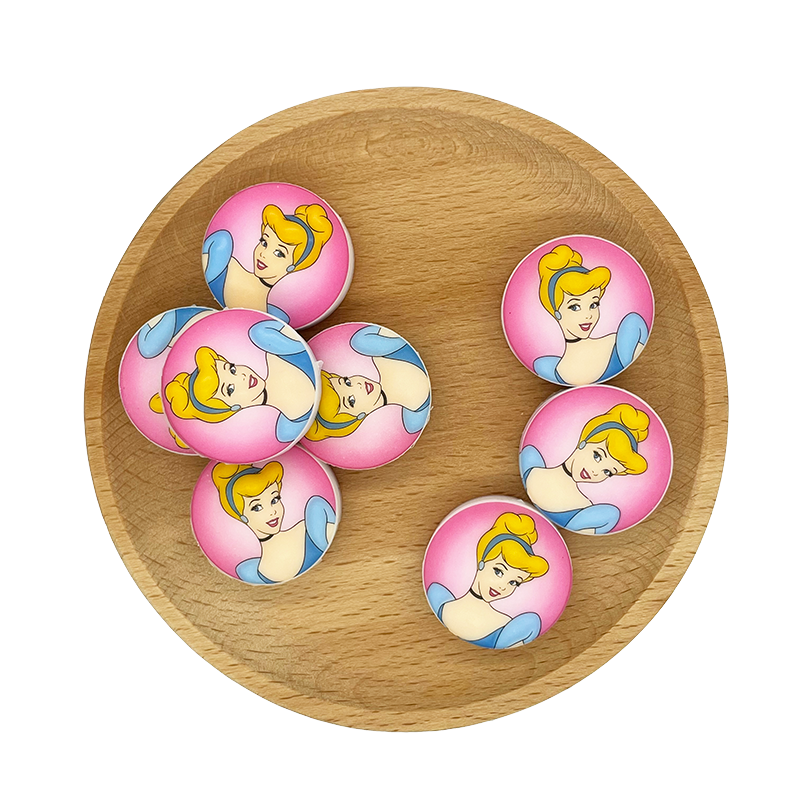 Silicone Focal Beads Snow White Princess Pink Background 20pcs 4