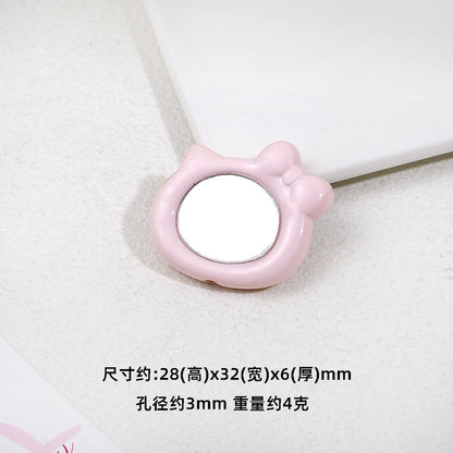 Cat Head Mirror Acrylic Beads 28x32mm Round Flat 10pcs 10